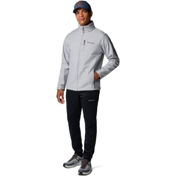 Mens softshell jacket water resistant windproof zip up outdoor hiking coat - Picture 3 of 8